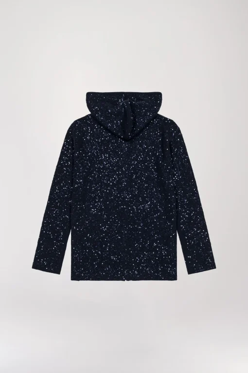 Pull à capuche à sequins marines