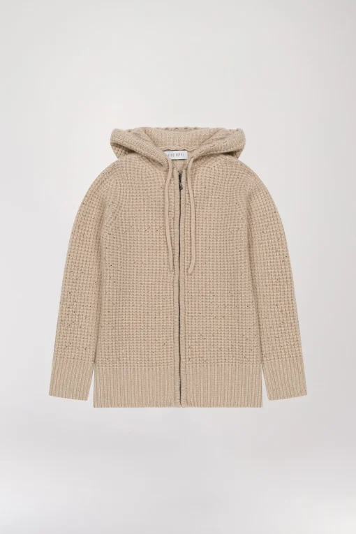 Pull à capuche à strass beige