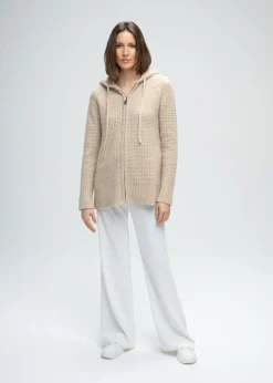 Pull à capuche à strass beige