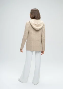 Pull à capuche à strass beige