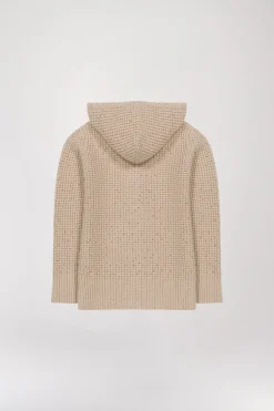 Pull à capuche à strass beige