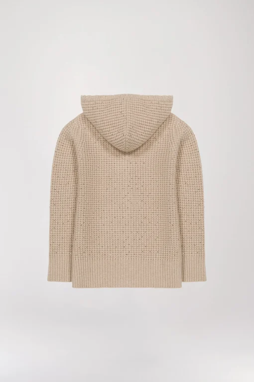 Pull à capuche à strass beige