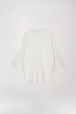 Pull ample à col V en lin blanc