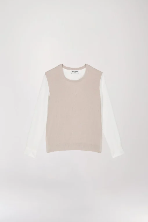 Pull bi-matière trompe-l'œil béton