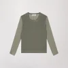 Pull bi-matière trompe-l'œil kaki