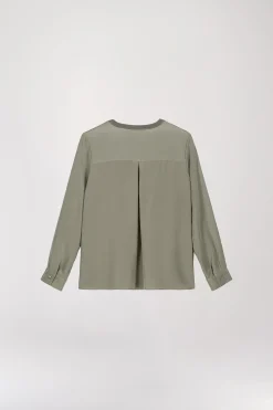Pull bi-matière trompe-l'œil kaki