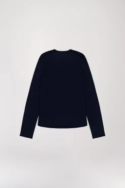 Pull Bleu Marine en Laine Mérinos à Col V