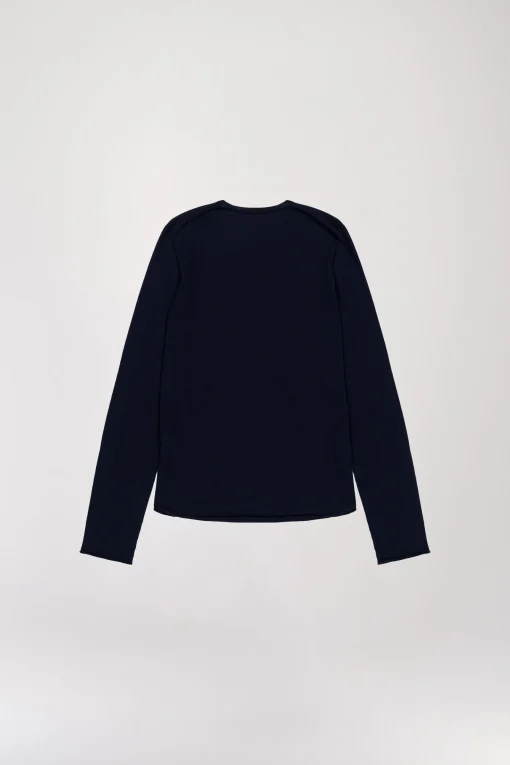 Pull Bleu Marine en Laine Mérinos à Col V