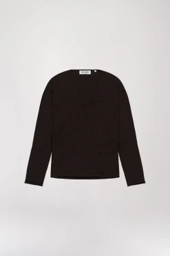 Pull Ébène en Laine Mérinos à Col V