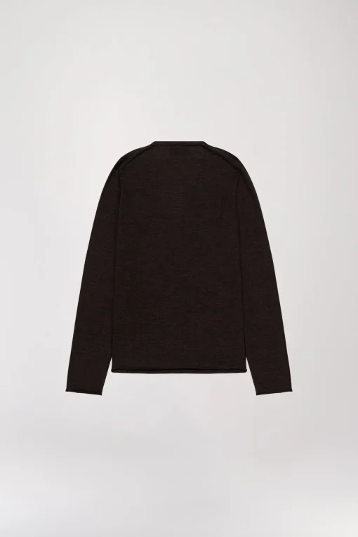 Pull Ébène en Laine Mérinos à Col V