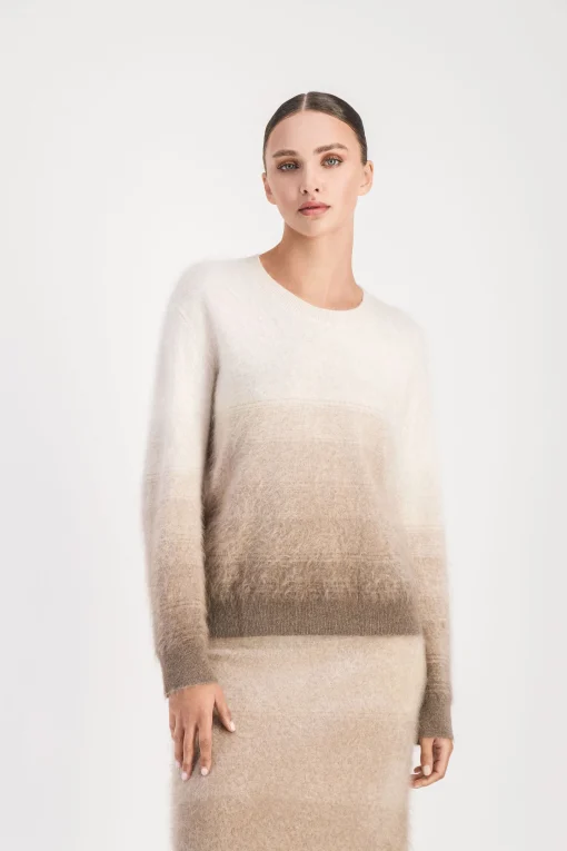 Pull cachemire brossé taupe moyen