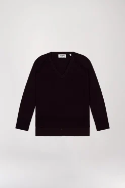 Pull chemise trompe-l'œil grenat
