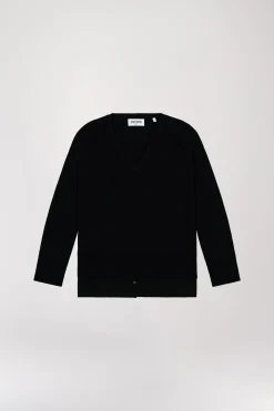 Pull chemise trompe-l'œil noir
