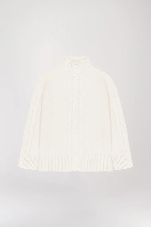 Pull col camionneur blanc cassé