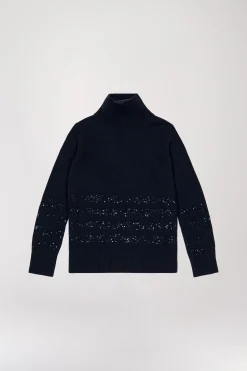 Pull col montant à paillettes marine