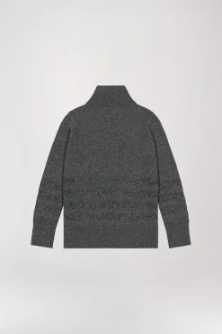 Pull col montant à paillettes gris moyen