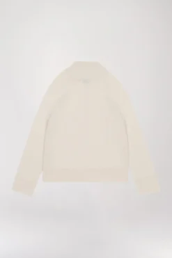 Pull col montant côtelé blanc cassé