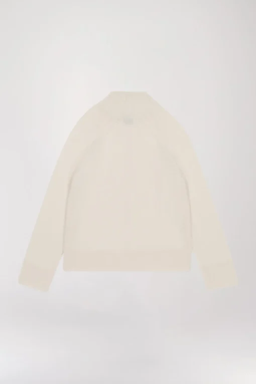 Pull col montant côtelé blanc cassé