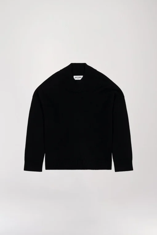 Pull col montant semi-oversize noir