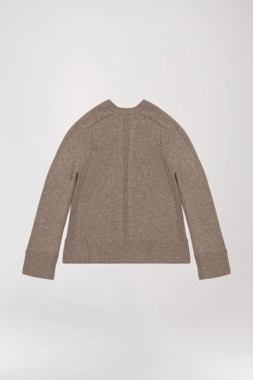 Pull col v côtelé taupe moyen