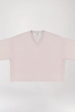 Pull col V oversize beige