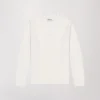Pull col V pailleté blanc cassé