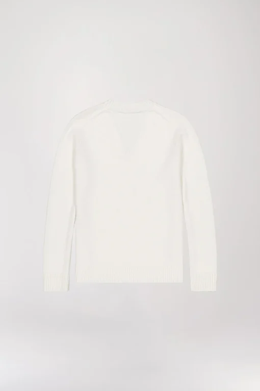 Pull col V pailleté blanc cassé