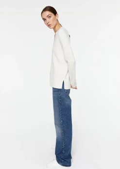 Pull col V pailleté gris pâle