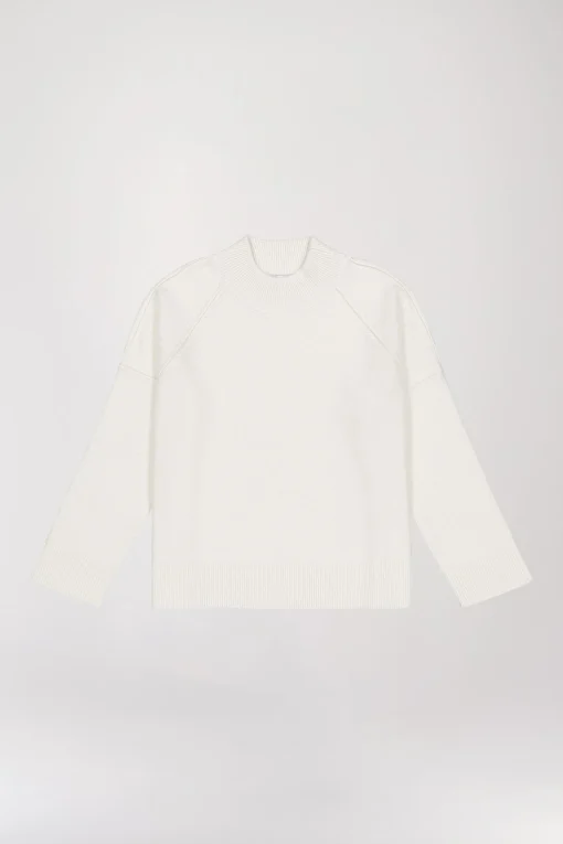 Pull coutures apparentes blanc cassé
