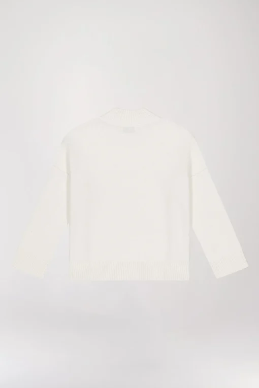 Pull coutures apparentes blanc cassé