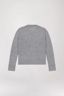 Pull en laine à fleurs gris clair