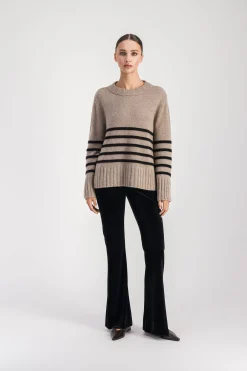 Pull marinière taupe moyen