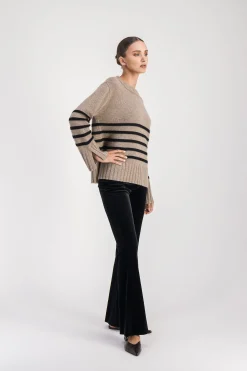 Pull marinière taupe moyen