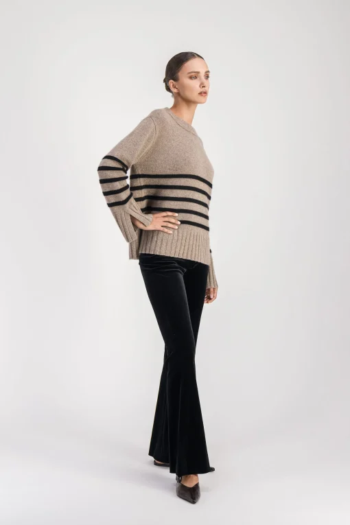 Pull marinière taupe moyen