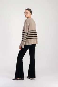 Pull marinière taupe moyen