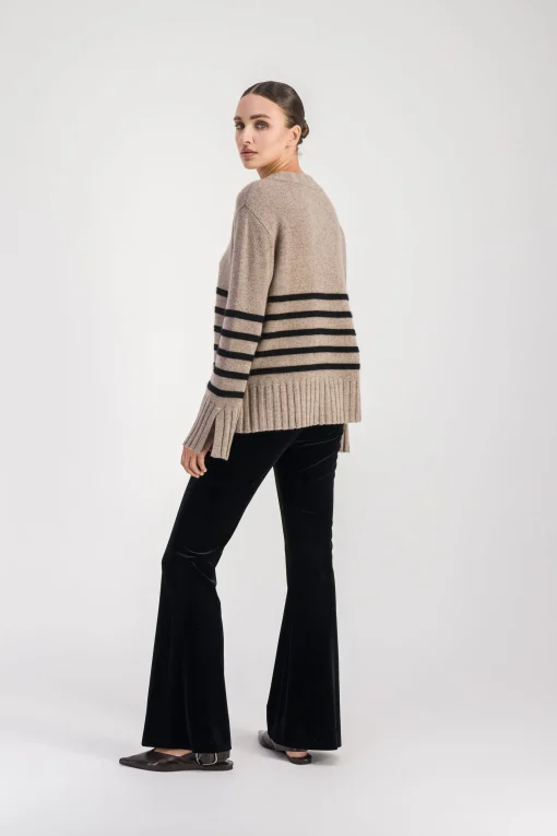 Pull marinière taupe moyen
