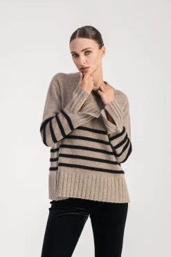 Pull marinière taupe moyen