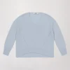 Pull seamless col V bleu pale