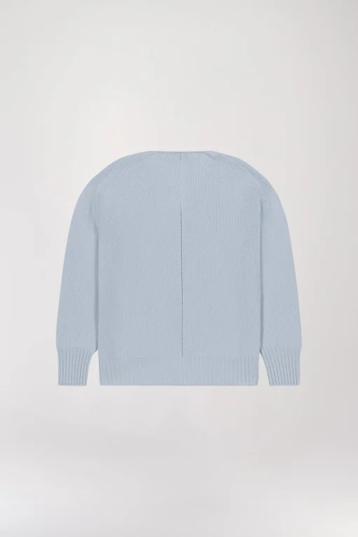 Pull seamless col V bleu pale