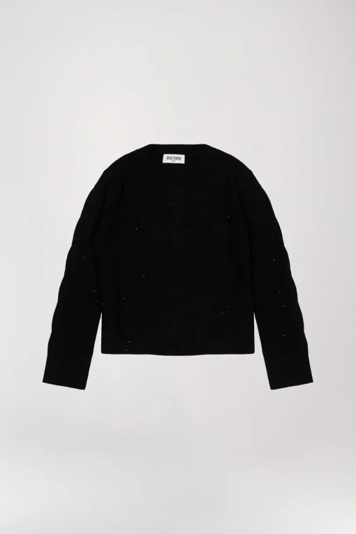 Pull torsadé en cachemire noir