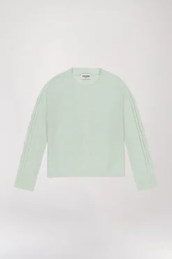 Pull torsadé en cachemire vert d'eau