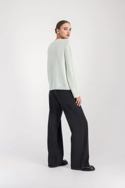 Pull torsadé en cachemire vert d'eau