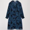 Robe à imprimé fleuri bleu denim