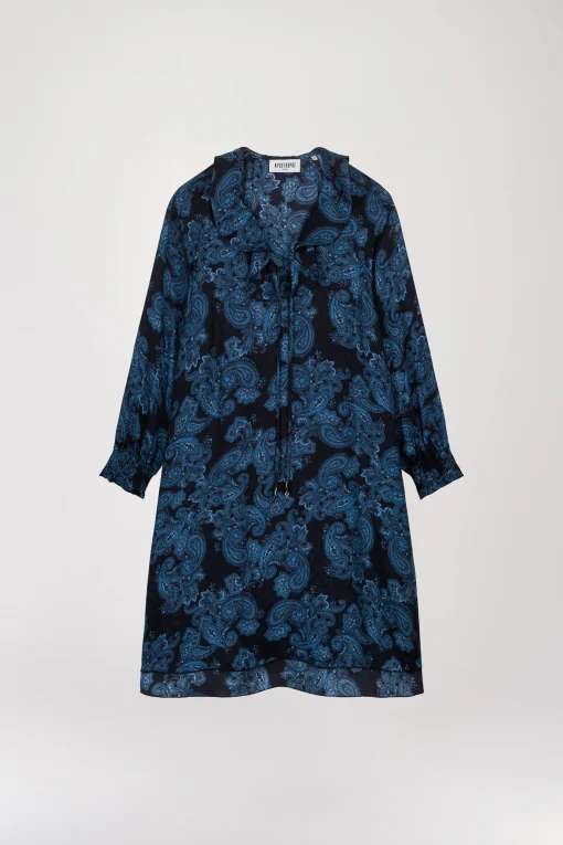 Robe à imprimé fleuri bleu denim