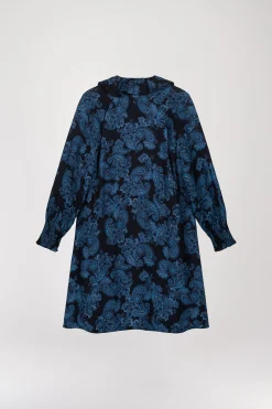 Robe à imprimé fleuri bleu denim