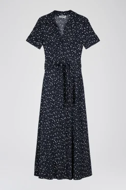 Robe chemis longue fluide à pois