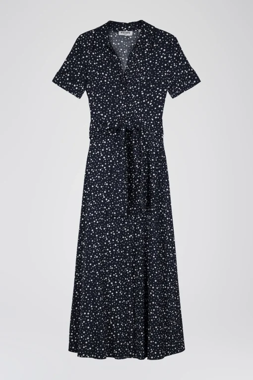 Robe chemis longue fluide à pois