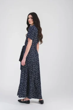 Robe chemis longue fluide à pois