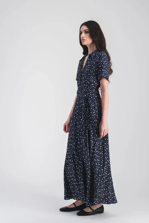 Robe chemis longue fluide à pois