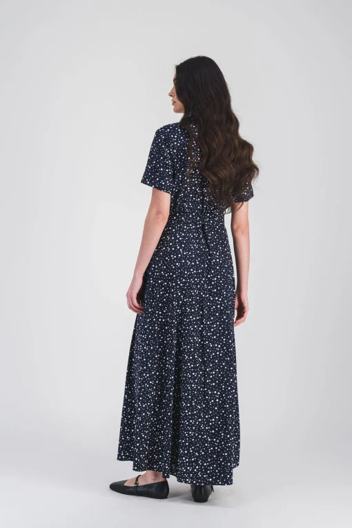 Robe chemis longue fluide à pois